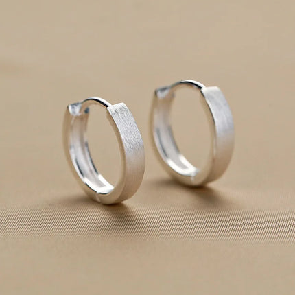 Plain loop Ear Buckle New Fashion Simple Brushed Hoop Earrings For Women Stainless Steel Earrings  boucles d'oreilles perle