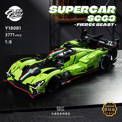 1:8 Technical 499P Super Sport Racing Car Building Blocks SC63 Car Bricks Assembling Toys For Children Christmas Gifts Boys