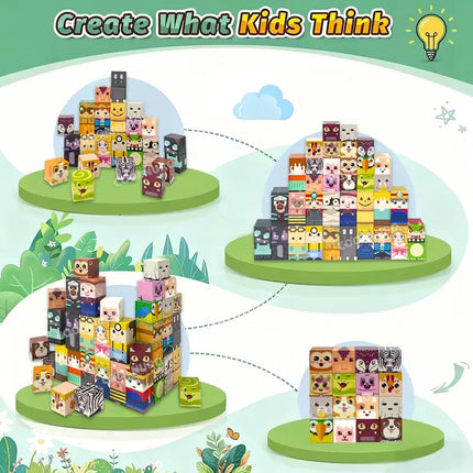 Character Magnetic Building Block Bricks Toy Mine World Stacking Set Role Model Set DIY Educational Kids Gifts for Boy Girl