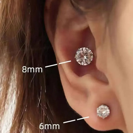 1Pairs Crystal Strong Magnetic Ear Stud Clip Earrings for Men and Women Punk Round Zircon Magnet Earrings Non Piercing Jewelry