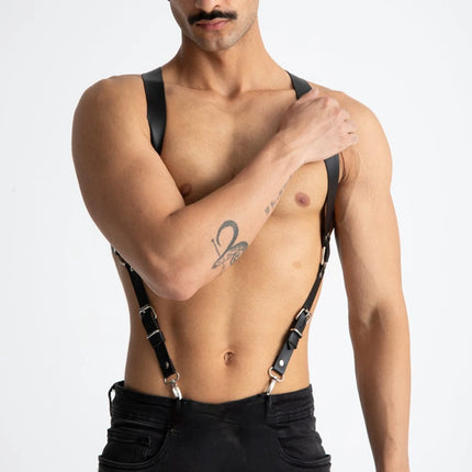 Black Leather Harnesses Suspenders for men Adjustable Personalized Leather Suspenders Harness Men Fetishwear for Men
