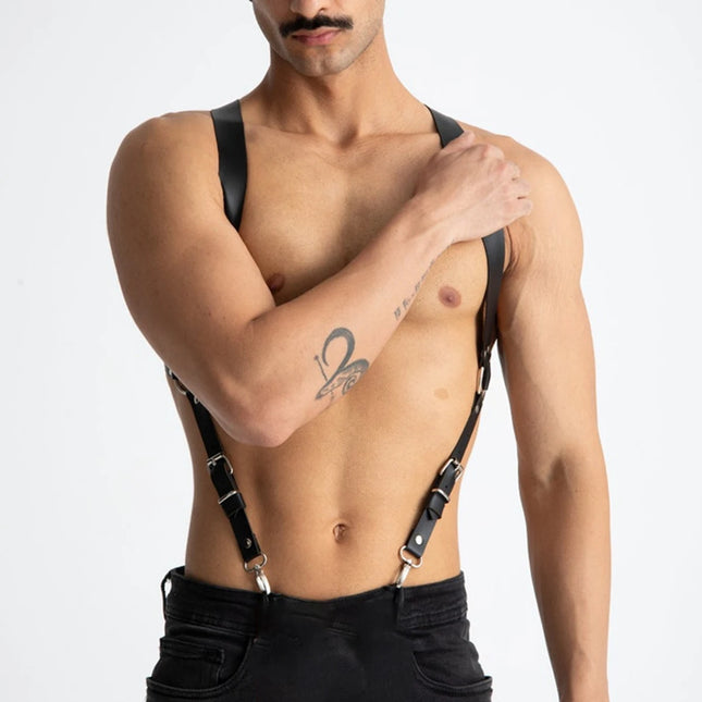 Black Leather Harnesses Suspenders for men Adjustable Personalized Leather Suspenders Harness Men Fetishwear for Men