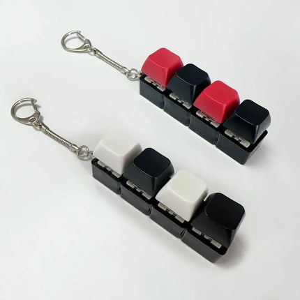 New Stress Anxiety Relief Keyboard Keychain Four Finger Button for Office Home Adults Kid Decompression Clicker Hot Gadget Gifts