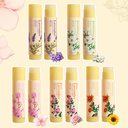 5PCS Deep Moisturizing Lip Balm Set Floral Fragrance Nourishing Lip Mask Lip Care to Reduce Lip Lines & Plump Lips