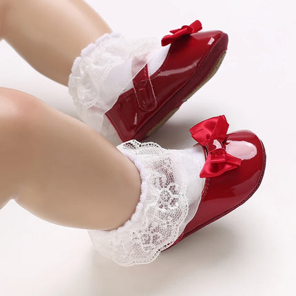 Fashionable Red Baby Shoes for Newborn Girls Cloth Bottom Elegant Noble Casual First Walking Shoes