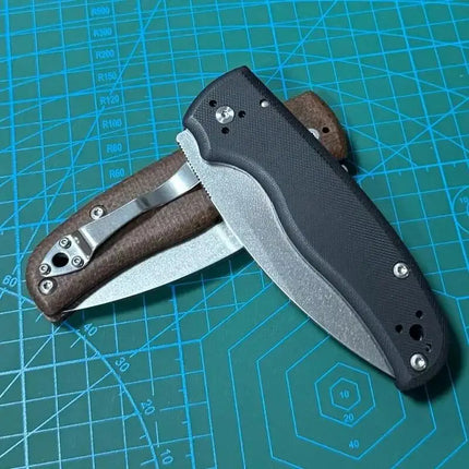 Lism Store Spy-C229GP Folding Knife 3.46" S30V Stonewashed Serrated Blade, G10 Handles - C229