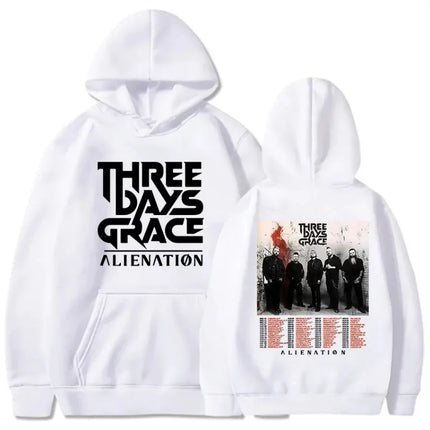 Three Days Grace Alienation Tour 2025 Hoodies Street Style Long Sleeve Cotton Sweatshirts for Women with Hat Print Design