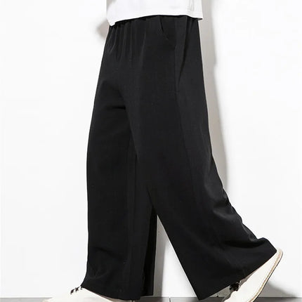 2026 Autumn Plus Size Hip Hop wide leg Pants Men Casual Loose Trousers big size cotton linen pants Joggers M-6XL 7XL Sweatpants