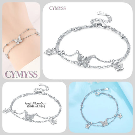 Original 925 Sterling Silver Butterfly Bracelet Zirconia Tennis Ball Women Fashion Simple Engagement Wedding Charm Jewelry Gift