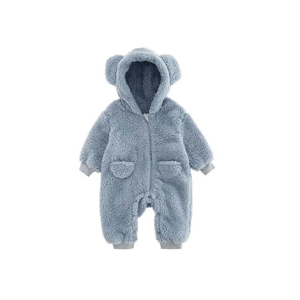 Spring Baby Romper Warm Fleece Hooded Jumpsuits for Baby Autumn Long Sleeve Infant Rompers Newborn Boy Girl Homewear Pajamas