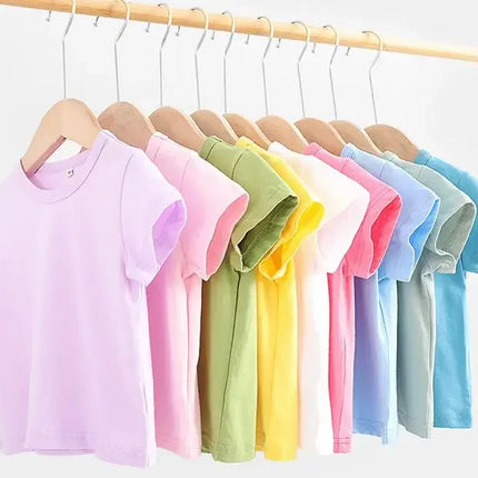 Summer Girls T-Shirts Yellow Red Short Sleeve Baby Boy T-Shirt White Tee Shirt Cotton Girls Tops For Children Clothes