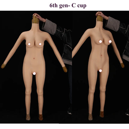 KUMIHO 1/4/6/8TH GEN One Piece Cosplay Silicone Bodysuit  Sissy Fake Vagina Breast Forms Fake Boob For Transgender Drag Queen