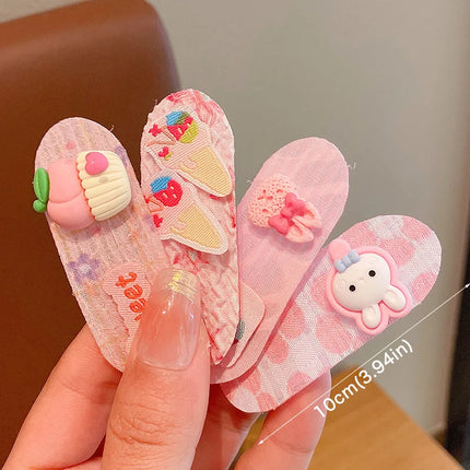 Summer New Baby Girl Bangs Stickers Set Cute Cartoon Sweet Flower Princess Side Clips Kids Headdress Hair Artifact Photo Props