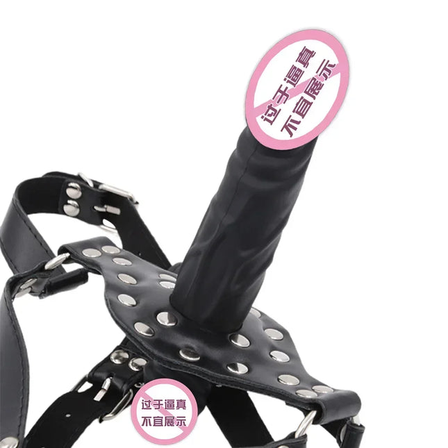 Double-Ended Dildo Gag Open Sex Toys For Couples Women Slave Restraint Head Strapon Mouth Gag Mouth Plug BDSM Bondage Sex Shop