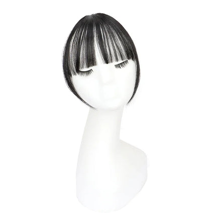 Invisible Air Bangs Hair Extension: Synthetic Fake Front Fringes Hairpiece - Black & Brown for Women