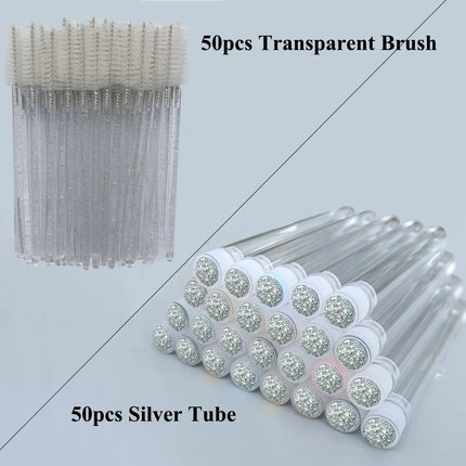 50pcs Reusable Eyelashes Brush Tube for Eyelash Extension Disposable Mascara Wands Eyebrow Brush Applicator EyeLash Brushes
