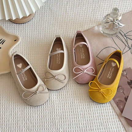 2025 Spring Autumn New Children Leather Shoes for Girls Fashion Korean Style Soft Sole Anti-slippery Sweet Bowtie Princess Shoes