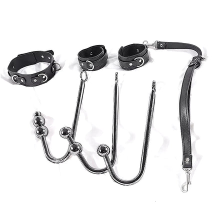BDSM adjustable anal hook set leather collar handcuff straps BDSM removable multiple play accessories adult sex toys