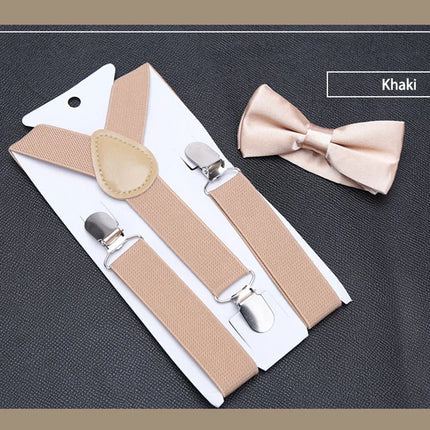 1 Pcs Elastic Suspenders with Tie New Fashion Suspenders Children Boys Girls with Bow Tie Adjustable Straps Accessories for Kids