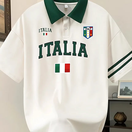 2026 Summer Men's Polo Shirt with Letter Print Breathable Lightweight Casual Fashionable Outdoor Men's Clothing
