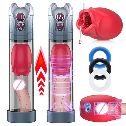 Electric Penis Pump 5 Suction 6 Vibration Modes Automatic Male Masturbator LCD Display Enlarger Training Adult Sex Toys for Men
