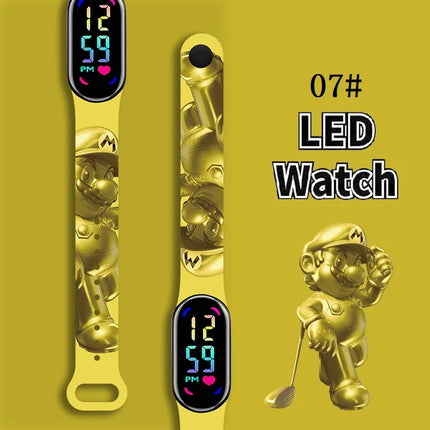 Mario Bros Children's Watches Action Figures Luigi Princess Peach Yoshi Bowser kids Sport Wristband Waterproof Digit