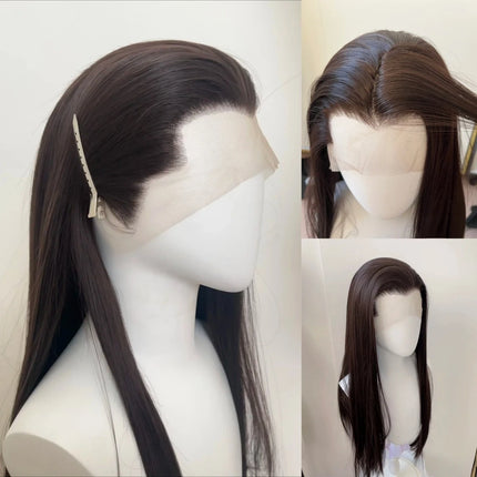 Ashely Widow's Peak Wig Black Lace Front Wig 26inch 13*4 Synthetic Lace Wigs Straight Hair Heat-resistant Fibers Cosplay Wigs