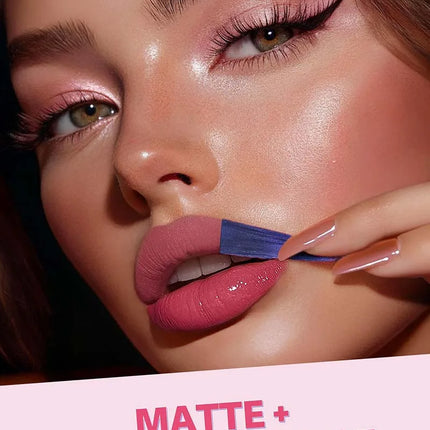 Double-headed Peel Off lip Tints/Stains Plump Lip Gloss Natural Waterproof Non Stick Cup Soft Nude Brown Tattoo Lip Liner Makeup