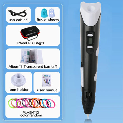 3D Pen Drawing Printing Pen With LCD Screen Compatible PLA Filament Toys Safe Paiting for Children DIY Toy Gift