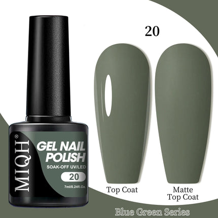 7ml Gel Polish, Blue Gel Nail Polish Fall Winter Colors Ice Blue Green Series Gel Polish Dark Blue Navy Blue Sparkle Soak Off UV