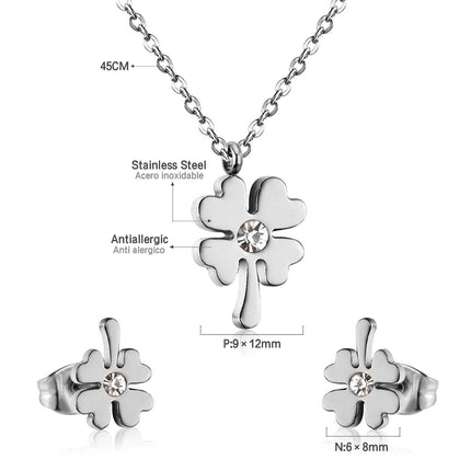 LUXUKISSKIDS Chic Elegant Heart Indian Fine Jewelry Sets Women Wedding Crown Steel Necklace And Earrings bijoux Bulk Wholesale