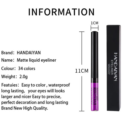 Waterproof Matte Liquid Eyeliner Long Lasting Quick Dry Non Smudging UV Luminous Gel Makeup for Smokey Eyes