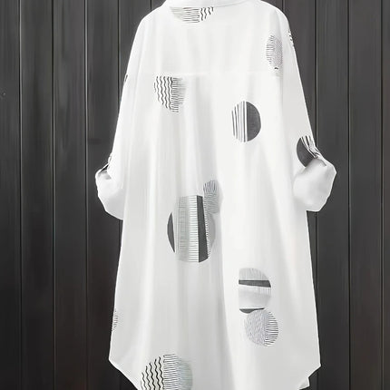 Plus Size Black and White Shirt for Women's Spring and Summer Travel Thin Top Sunscreen Breathable Clothes POLO Collar