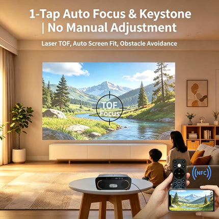 4K UHD Video Projector 4200 ANSI Android 14 Google TV Smart Home Theater WiFi6 TOF Auto Focus Dual Speakers Movie Beamer 2026