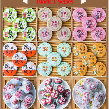 A Week Various Ripe/Raw Puer Small Tea Cake Label Pu'er Cotton Tea Word Label Pu erh Self-adhesive Label Customizable Reusable