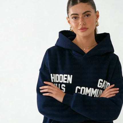 Casual Niche Personality Loose Foam Letter Print Hooded Pullover Sweatshirt Unisex Trendy Daily Top Gothic high street fashion