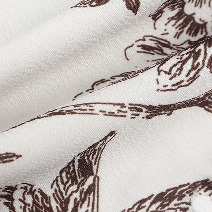 Spring/Summer 2026 Collection Elegant Printed V-Neck Puff-Sleeve Shirt Featuring Button Details Casual and Versatile