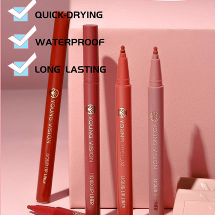 12 color matte liquid lipliner sponge gourd head fog surface bare color waterproof lip glaze red pen