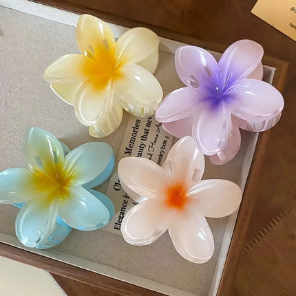 Hawaiian Gradient Hair Clips Flower Hair Claws Big Size Fashion Head Wear Hairpin for Women Girls Crab Barrette Hair Accessories