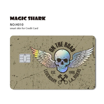 Magic Shark Skull Panda Hunter Broke Blue Eyes Dragon Laser Holographic Sticker Cover Film Skin for Credit Bank Debit Card