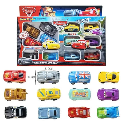 12pcs/Set Disney Pixar Cars Lightning McQueen Jackson Storm Mater PVC Model Back-Force Car Toy For Kids Festival Gift Set **&