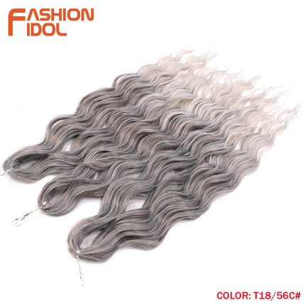 Anna Hair Synthetic Loose Deep Wave Braiding Hair Extensions 24 Inch Water Wave Braid Hair Ombre Blonde Twist Crochet Curly Hair