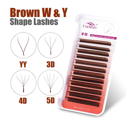 FADVAN Brown YY 3D 4D 5D Lashes W Shape Makeup Fake Eyelashes D/M/L Curl Natural Soft Eyelashes Extensions For Holiday Party