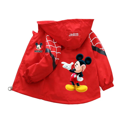 Children's Mickey Hooded Jacket 1-10 Years Autumn Boy's Windbreaker Zipper Hoodie Baby Boys Birthday Present Jacket Cosplay Coat