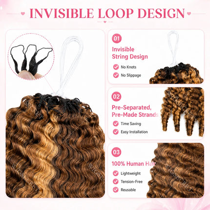 12A P4/27 Burmese Curly Human Hair Pre-Separated Knotless  Highlight Pixie Curls Feather Crochet Miracle Knots Hair Extensions