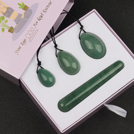 Wholesale Drill Jade Egg Set Quartz Massage Wand Crystal Stone Yoni Ball Pelvic Kegel Exercise Tool Tightening Vaginal Muscle
