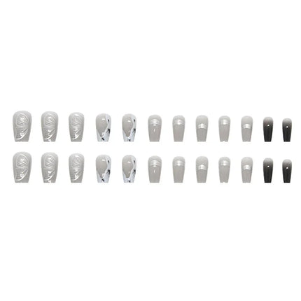 Cool Ash 24 Pcs Press on Nails Pink Nail polish Glossy Artificial Finger Manicure Reusable False Nails for Women