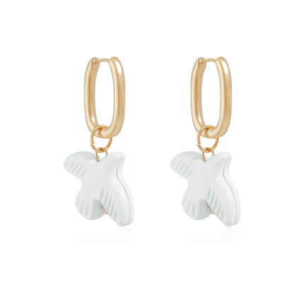 Peace Dove Drop Earrings Necklace Bracelet for Women Exquisite Bird Irregular Crystal Beaded Pendant Necklace Versatile Jewelry