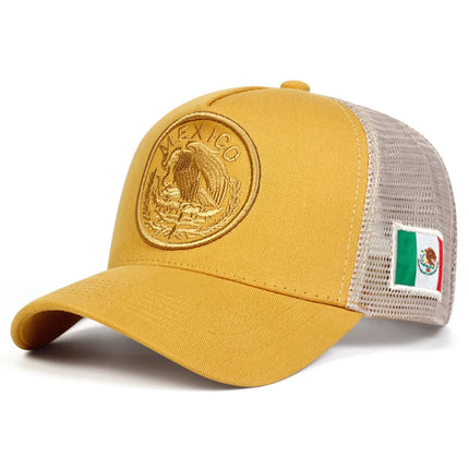 Unisex Mexican Flag Embroidery Baseball Net Caps Spring Summer Outdoor Sunscreen Hat Adjustable Casual Trucker Hats