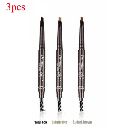 5 Color Double Ended Eyebrow Pencil Waterproof Long Lasting No Blooming Rotatable Triangle Eye Brow Tattoo Pen Makeup 5PC